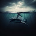 A great white shark on the prowl underwater. Royalty Free Stock Photo