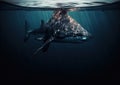 A great white shark on the prowl underwater. Royalty Free Stock Photo