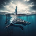 A great white shark on the prowl underwater. Royalty Free Stock Photo