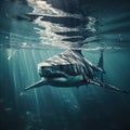 A great white shark on the prowl underwater. Royalty Free Stock Photo