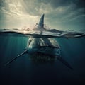 A great white shark on the prowl underwater. Royalty Free Stock Photo