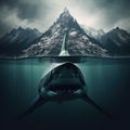 A great white shark on the prowl underwater. Royalty Free Stock Photo