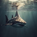 A great white shark on the prowl underwater. Royalty Free Stock Photo