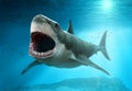 Great white shark scene 3D illustration