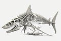 Great White Shark Skeleton 3D rendering on white background