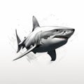 Clean And Sharp Inking: White Shark Canvas Print Illustration Royalty Free Stock Photo