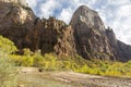 Great White Throne towers over the Virgin River Royalty Free Stock Photo