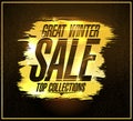 Great winter sale, chic golden colored vector poster or banner design