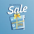 GREAT WINTER SALES. Message with a gift. Royalty Free Stock Photo