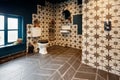 Striking blue cottage washroom wc