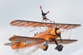 Biplane of Aerosuperbatics aerobatic wingwalker display team at Royalty Free Stock Photo