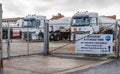 Commercial HGVs and lorries parked up in the yard in the town of Great Yarmouth