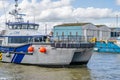 The commercial Iceni Venture offshore crew transfer boat motoring down the River Yare in Great Yarmouth