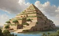 A great Ziggurats with Hanging gardens of Babylon Royalty Free Stock Photo