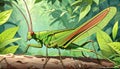 Greater Angle-wing Katydid leaf insect Royalty Free Stock Photo