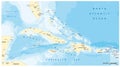 Greater Antilles political vector map with English labeling