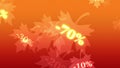 Greater autumn discounts dumping,%, percentages, purchase, sale. Shining and blinking golden numbers on a maple leaves.