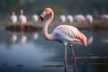 Greater flamingo Phoenicopterus ruber, Greater flamingo Phoenicopterus roseus, AI Generated