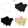 Greater London Administrative Map Set - blank counties or boroughs outline Royalty Free Stock Photo