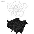 Greater London Administrative Map Set - blank counties or boroughs outline Royalty Free Stock Photo