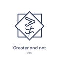 greater and not approximately equal to icon from signs outline collection. Thin line greater and not approximately equal to icon Royalty Free Stock Photo