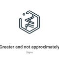 Greater and not approximately equal to symbol outline vector icon. Thin line black greater and not approximately equal to symbol Royalty Free Stock Photo