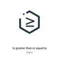 Is greater than or equal to symbol vector icon on white background. Flat vector is greater than or equal to symbol icon symbol Royalty Free Stock Photo