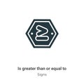 Is greater than or equal to vector icon on white background. Flat vector is greater than or equal to icon symbol sign from modern Royalty Free Stock Photo