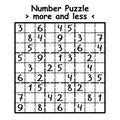 Greater than sudoku number puzzle vector illustration