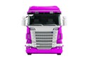 Greater violet truck for transportation of goods for long distances front view 3d render on white background no shadow