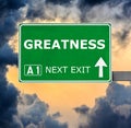 GREATNESS road sign against clear blue sky Royalty Free Stock Photo