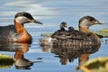 Grebes chicks going for a ride