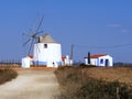 Grecian style white mill, Odeceixe road in Portugal