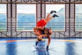 Greco-Roman wrestling training, grappling. Royalty Free Stock Photo