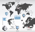 Greece administrative divisions map and Greece flags icon set