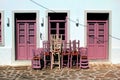 Greece, Antiparos island, exterior view of a closed bar in the main town