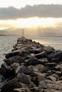 Greece, Antiparos island, view of promenade at the port Royalty Free Stock Photo