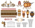Greece architecture and ornaments color set