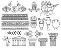 Greece architecture and ornaments set