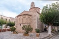 Greece. Areopolis village, Mani Laconia, Peloponnese. Metropolitan Orthodox temple of Taxiarches Royalty Free Stock Photo