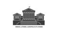 Greece, Athens, Acropolis Of Athens travel landmark vector illustration