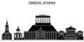 Greece, Athens architecture vector city skyline, travel cityscape with landmarks, buildings, isolated sights on