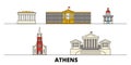 Greece, Athens flat landmarks vector illustration. Greece, Athens line city with famous travel sights, skyline, design.