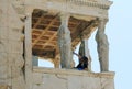 Restoration works at Erechtheio temple in the archaeological site of the Acropolis