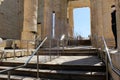 View of Propylaea, the monumental entrance to the Acropolis of Athens Royalty Free Stock Photo