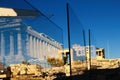 Plexiglass separators at Acropolis` Propylaia Royalty Free Stock Photo