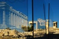 Plexiglass separators at Acropolis` Propylaia Royalty Free Stock Photo