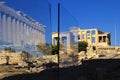 Plexiglass separators on Athenian Acropolis Royalty Free Stock Photo