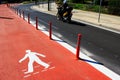 Symbol for pedestrians, pedestrian footway under construction.