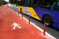 Symbol for pedestrians, pedestrian footway under construction.